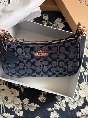 Coach Mini Shoulder Bag in Navy with Gold Hardware